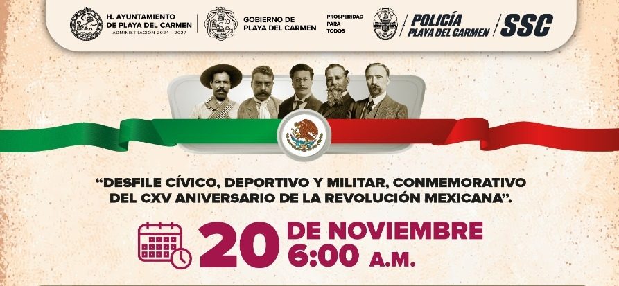 Todo listo en Playa del Carmen para el desfile cívico–deportivo por el 115 aniversario de la Revolución Mexicana